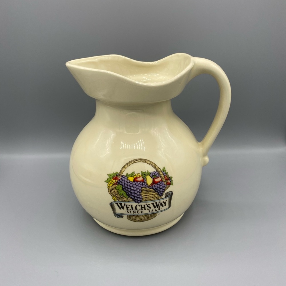 McCoy Welchs Ceramic Pitcher 7554 Vintage USA Fruit Basket Grapes Welchs Way